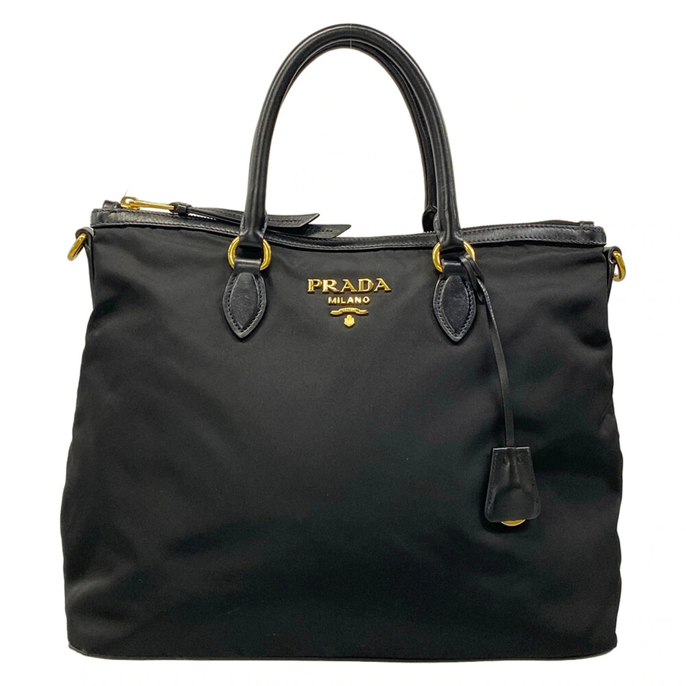 Prada Black Nylon Leather Handbag #305710P86B